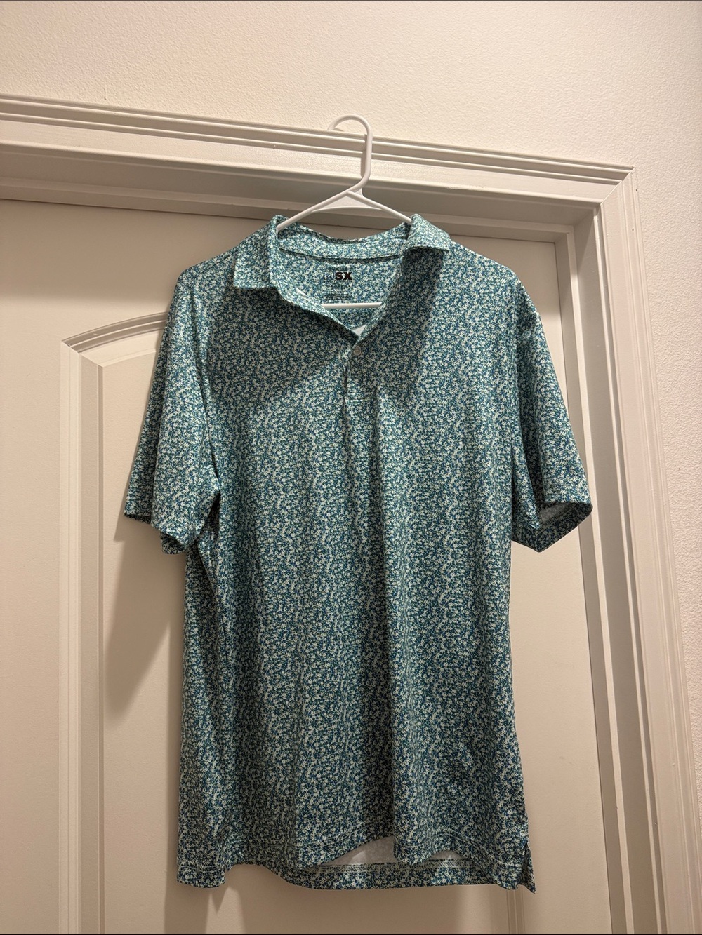 Travis Mathew Teal Micro-Print Polo